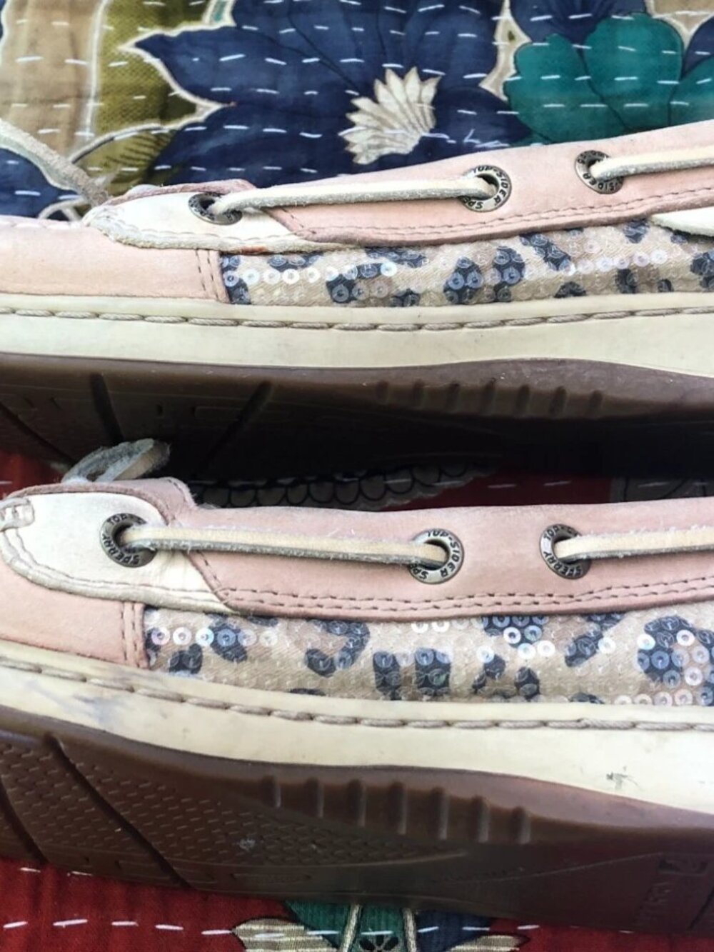 Sperry Top-Sider Angelfish Womens 7M Boat Shoes Loafers Leopard, subtle sequins - Picture 15 of 15